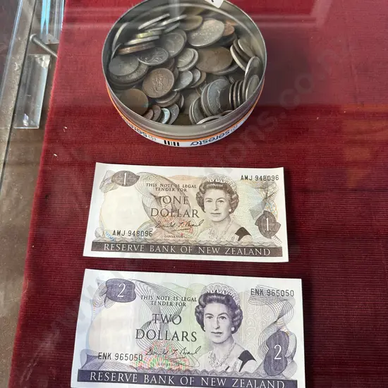 $1 & $2 notes plus coin collection