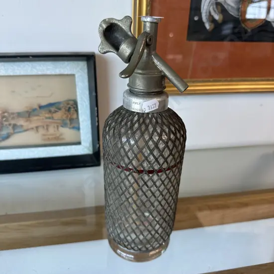 medium size metal cased soda siphon