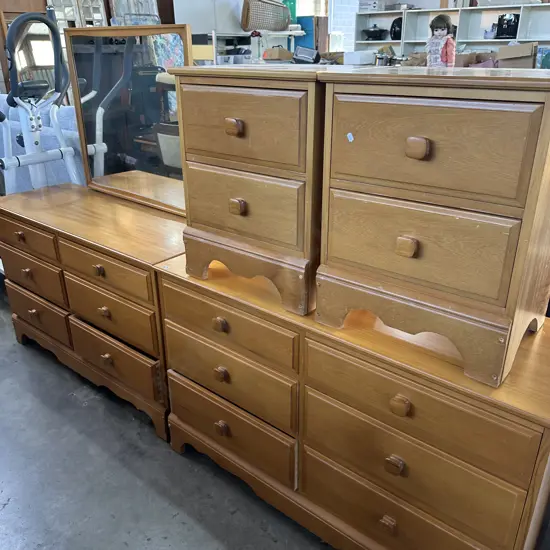 4pc  solid Rimu & custom wood bedroom suite