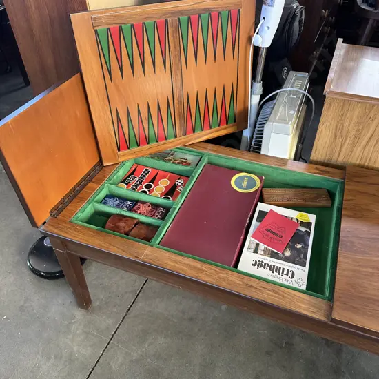 folding games table and contents