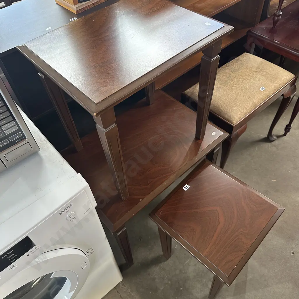 set 3 solid side tables by Doland furniture makers Auckland (plus bookshelf & CD rack) Image 1++