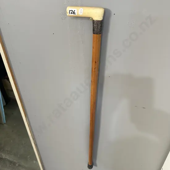 Sterling silver & bone handle walking stick