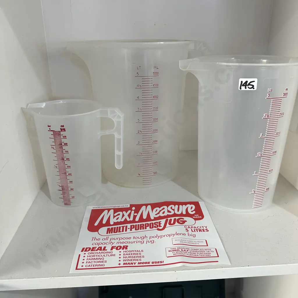 Unused NZ made - food grade multi purpose jugs x 3 Image 1++