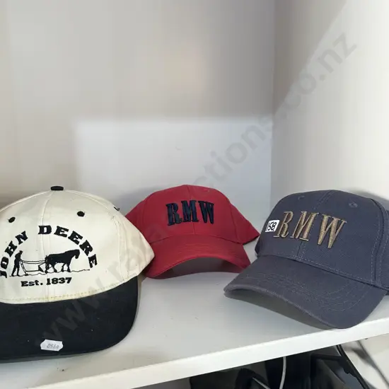 2 new RMW caps plus unused old school John Deere cap