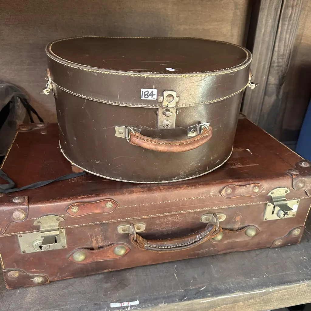 leather suitcase and hat box Image 1++