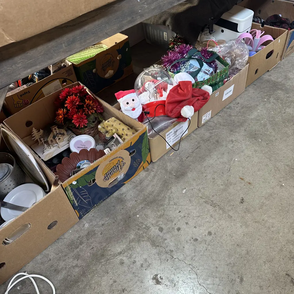 Large bay lot six boxes of assorted items. Image 1++