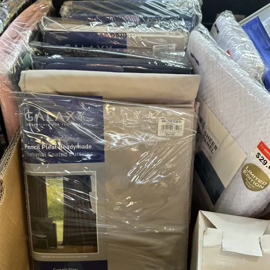 Various sizes of New Thermal coated Readymade curtains plus some new nets etc.