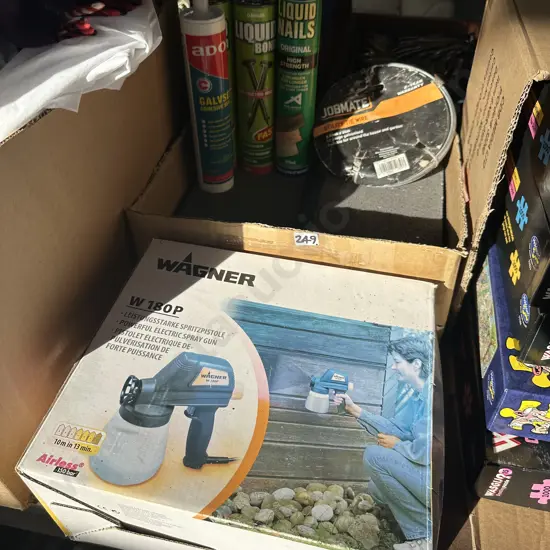 Wagner sprayer, fire bricks, wire, liquid nails etc.