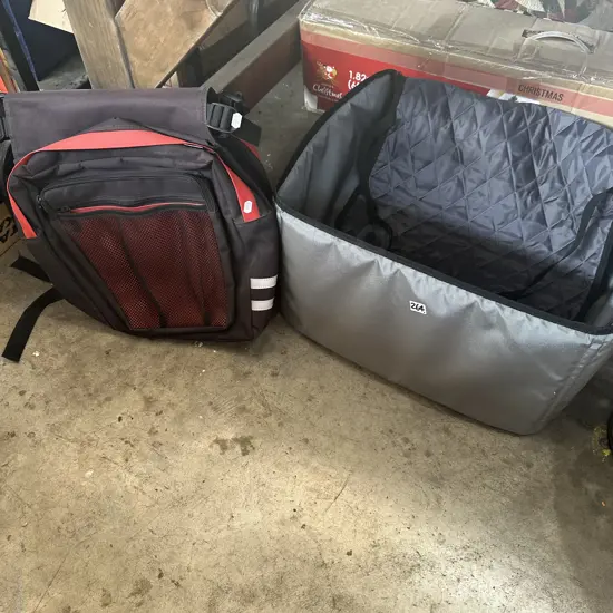 Pet bed and saddle bags.