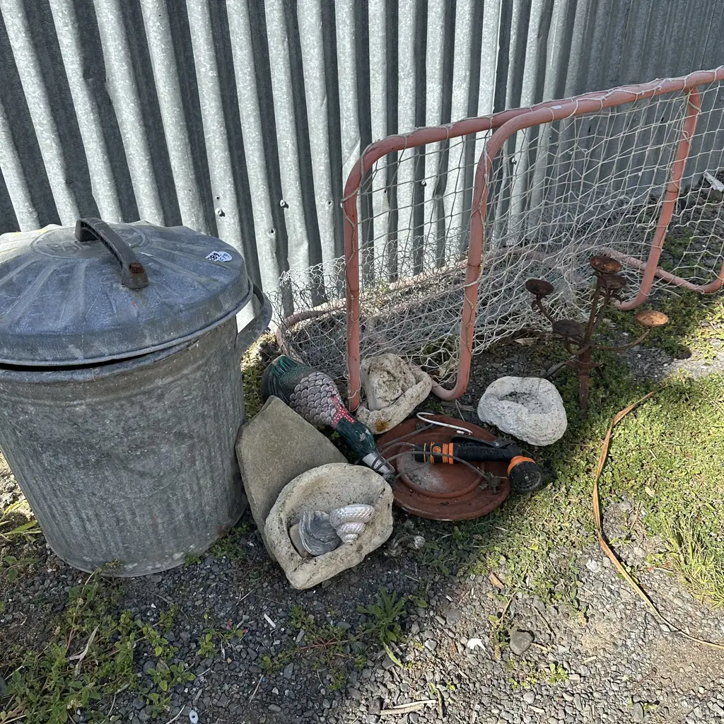 trash can , soccer nets, ornaments , rusty candle stick Image 1++