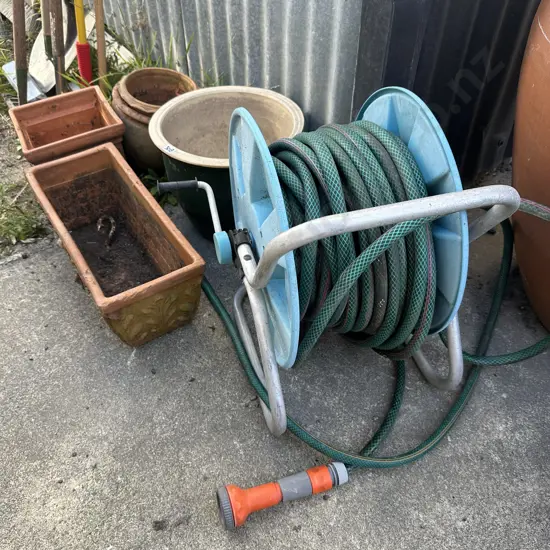 hose and reel plus planters